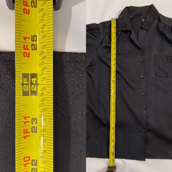 Vintage Ann Chabrol Cutout Black Button Up Blouse - Picture 5 of 7